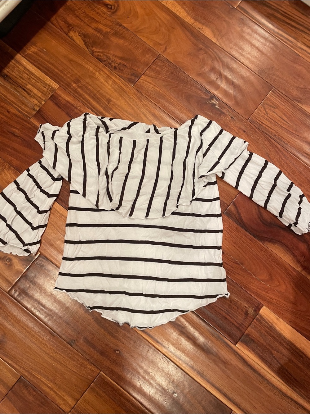 Chaser White and Black Striped Off-Shoulder Top -Used condition price reduced!